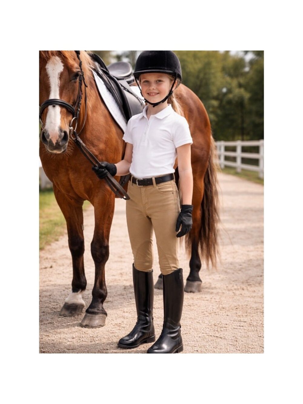 TuffRider Kids Starter Lowrise Pull On Breeches Sand Tan Equestrian Pants 08.  P